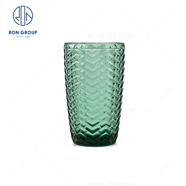Popular cheap restaurant wedding exquisite drinkware Ripple pattern emerald thousand song water cup glassware