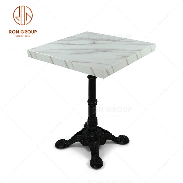 Luxury and modern hotel restaurant Fish belly white triamine plate square table top