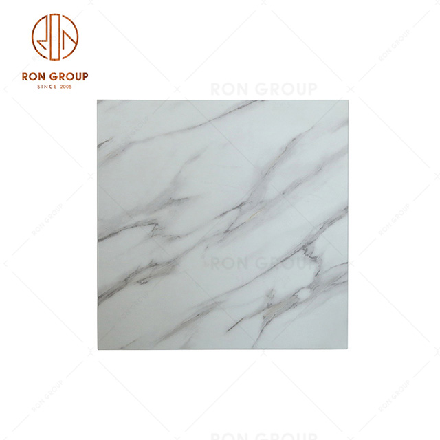 Luxury and modern hotel restaurant Fish belly white triamine plate square table top