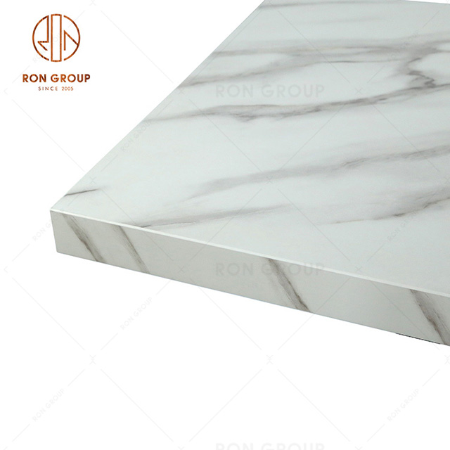 Luxury and modern hotel restaurant Fish belly white triamine plate square table top