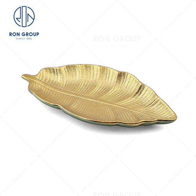 Hot sale popular high-grade hotel restaurant wedding banquet tableware delicate textured ceramic Banana Leaf Plate