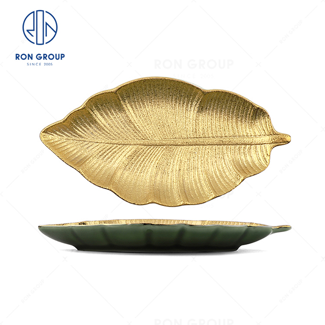 Hot sale popular high-grade hotel restaurant wedding banquet tableware delicate textured ceramic Banana Leaf Plate