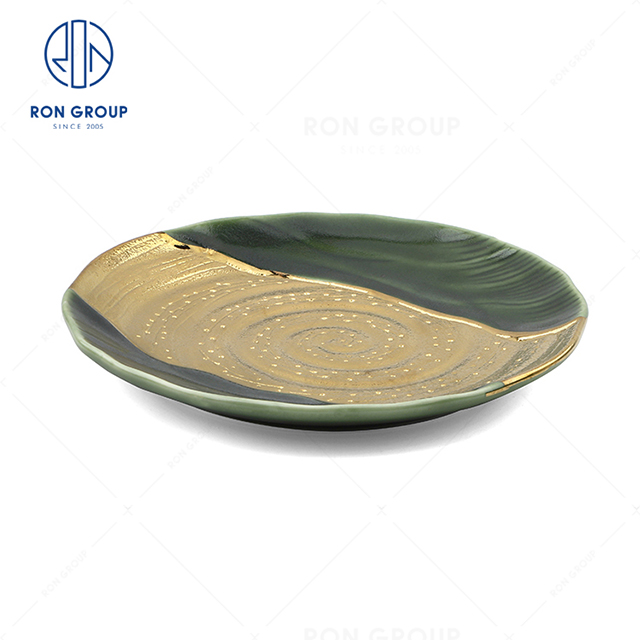 Unique design hot selling hotel Michelin restaurant banquet wedding beautifully crafted luxury spiral pattern Round Plate