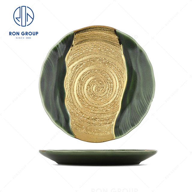 Unique design hot selling hotel Michelin restaurant banquet wedding beautifully crafted luxury spiral pattern Round Plate