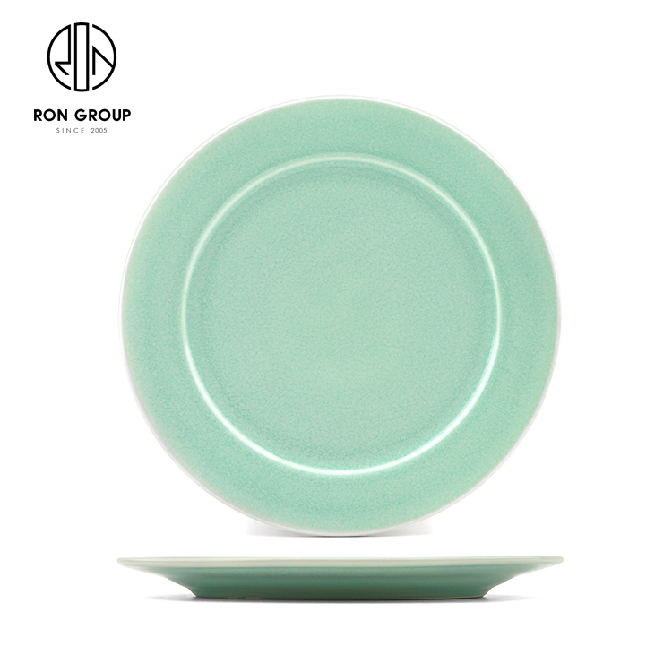 Mint Green Ceramic Dinner Plate Set for Hotels and Modern Restaurants