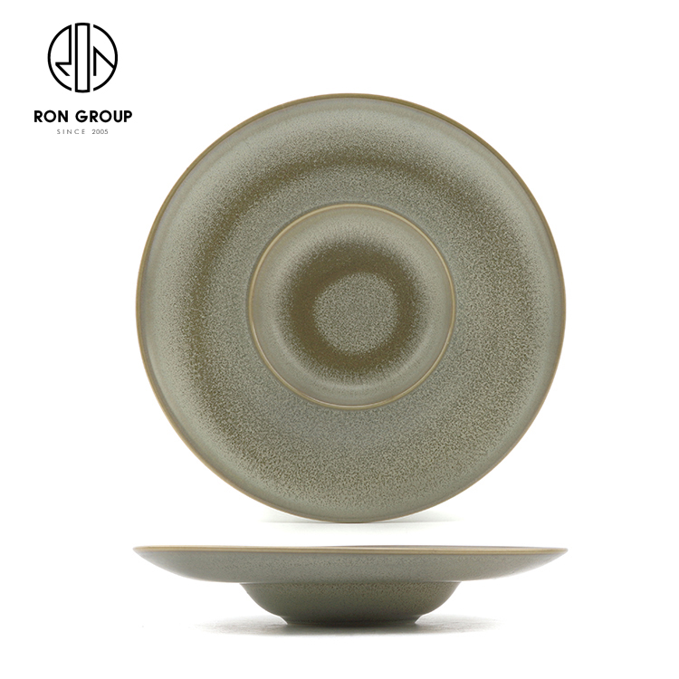Hot Selling Eco-Friendly Minimalist Matte Sage Melamine Dinner Plate for Fast Food and Casual Dining