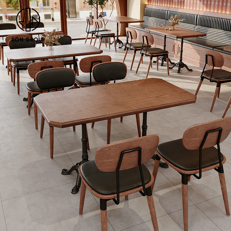 Commercial Wooden Booth Seating with Leather Bench for Café and Restaurant Interiors