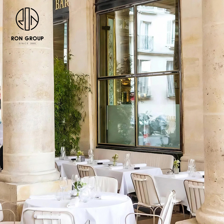 Luxury Hotel Leather Booth Seating Set With Wood Dining Tables And Upholstered Chairs For Restaurant