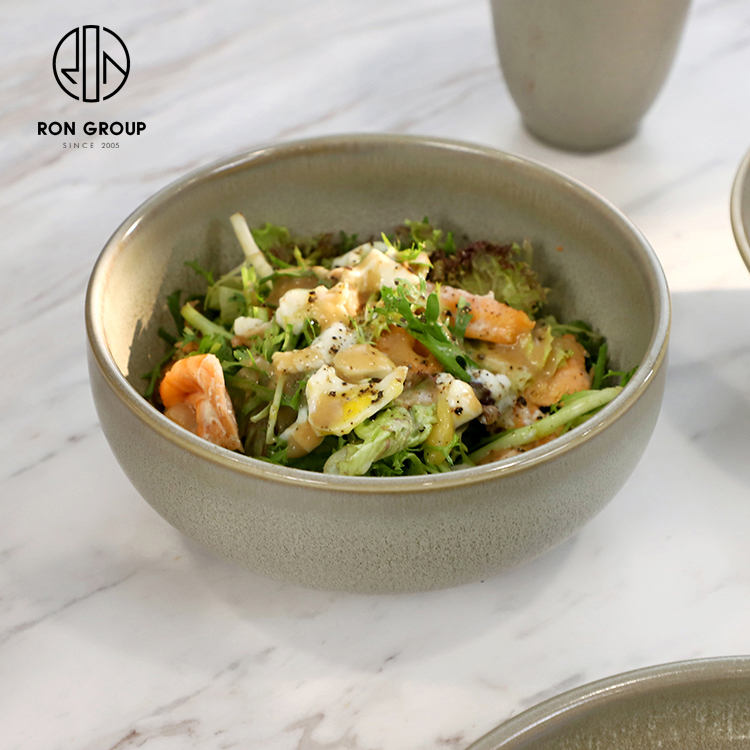 Wholesales Green Modern Matte Celadon Melamine Salad Bowl for High-Traffic Restaurant Service