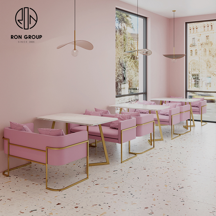 Custom Modern Café Furniture Set with PU Upholstered Seating and Slate Tables