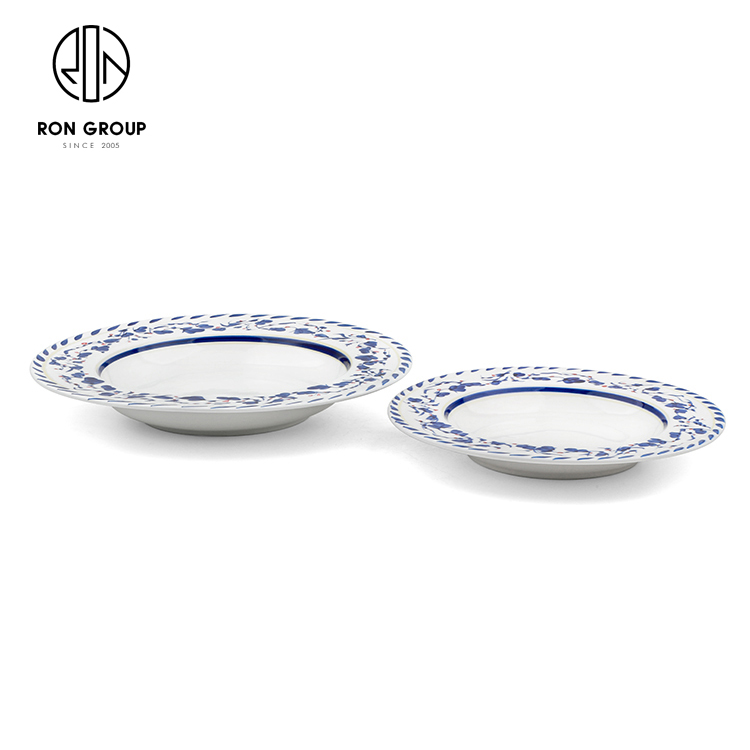 Blue Floral Vintage-Style Ceramic Dinner Plate for Home & Restaurants