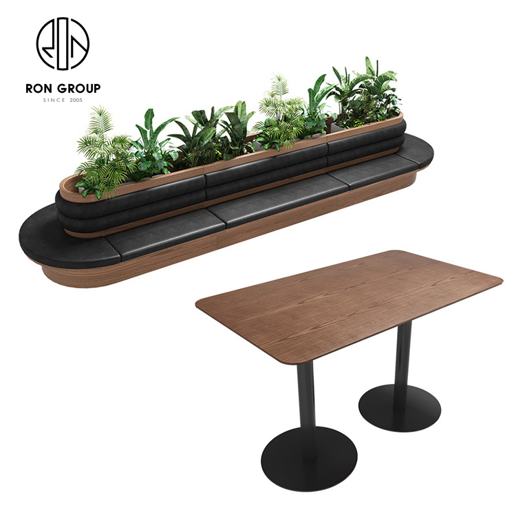 Commercial Wood Booth Seating with Leather Cushions for Cafés and Hotels