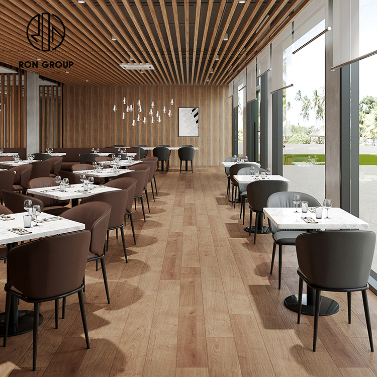 Modern Curved Booth Seating with PU Cushions and Marble Tables for Restaurants