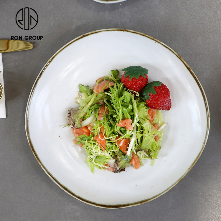 Minimalist Round White Melamine Salad Dinner Plate