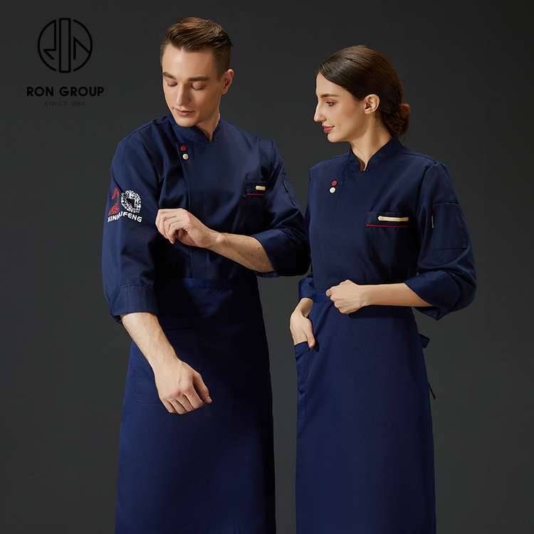 Factory Price Customized Pattern Long Sleeves Unisex Breathable Oil-proof Polyester Kitchen Bar Overall Clothing Uniform