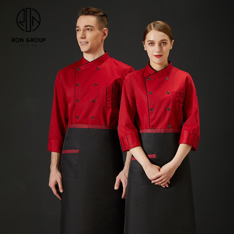 Wholesales Durable Long Sleeves Unisex Breathable Polyester Workwear Sushi Barista Chef Coat Uniform for Restaurant Kitchen Bar