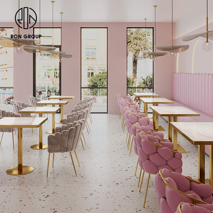 Custom Modern Café Furniture Set with PU Upholstered Seating and Slate Tables