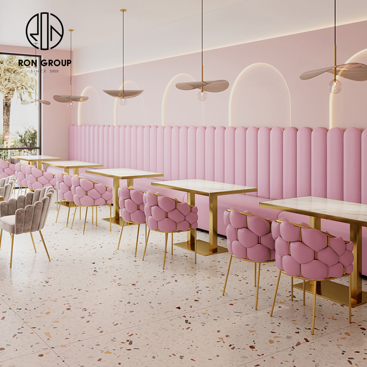 Custom Modern Café Furniture Set with PU Upholstered Seating and Slate Tables