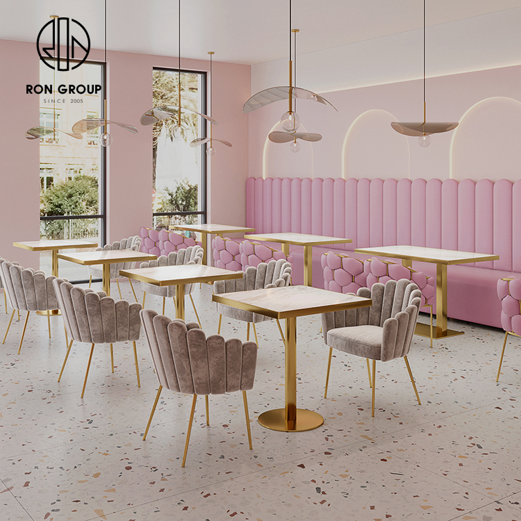 Custom Modern Café Furniture Set with PU Upholstered Seating and Slate Tables