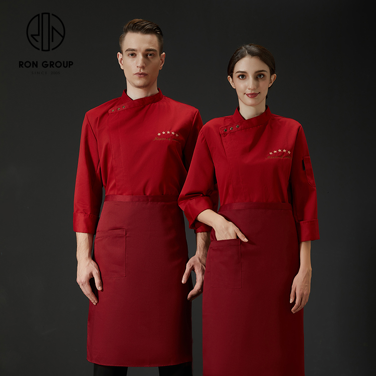 Custom Logo Print Breathable Long Sleeve Chef Coat Restaurant Kitchen Backery Barista Chef Jacket Cooking Clothes Uniform