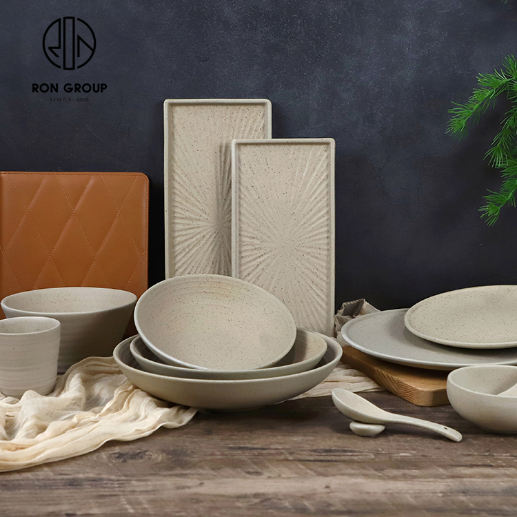 Hot Selling Custom Logo Speckled Melamine Dinnerware Set for Hotel and Restaurant Food Service