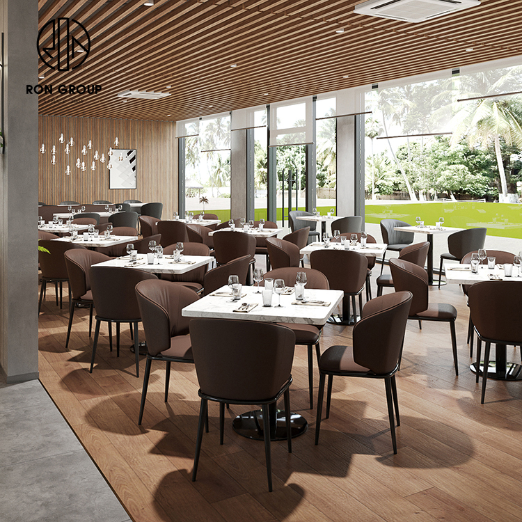 Modern Curved Booth Seating with PU Cushions and Marble Tables for Restaurants