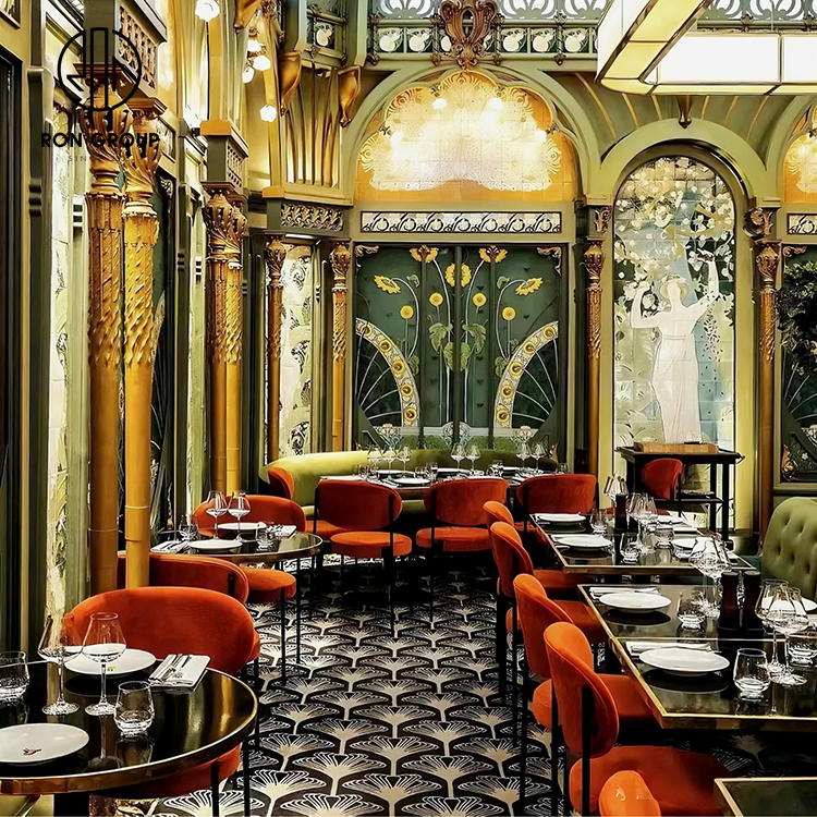 Luxury Hotel Leather Booth Seating Set With Wood Dining Tables And Upholstered Chairs For Restaurant