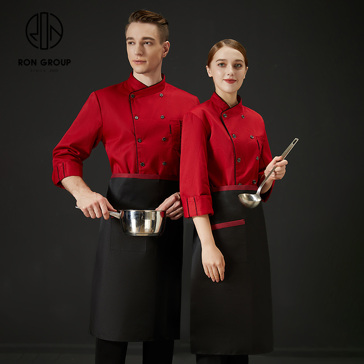 Wholesales Durable Long Sleeves Unisex Breathable Polyester Workwear Sushi Barista Chef Coat Uniform for Restaurant Kitchen Bar