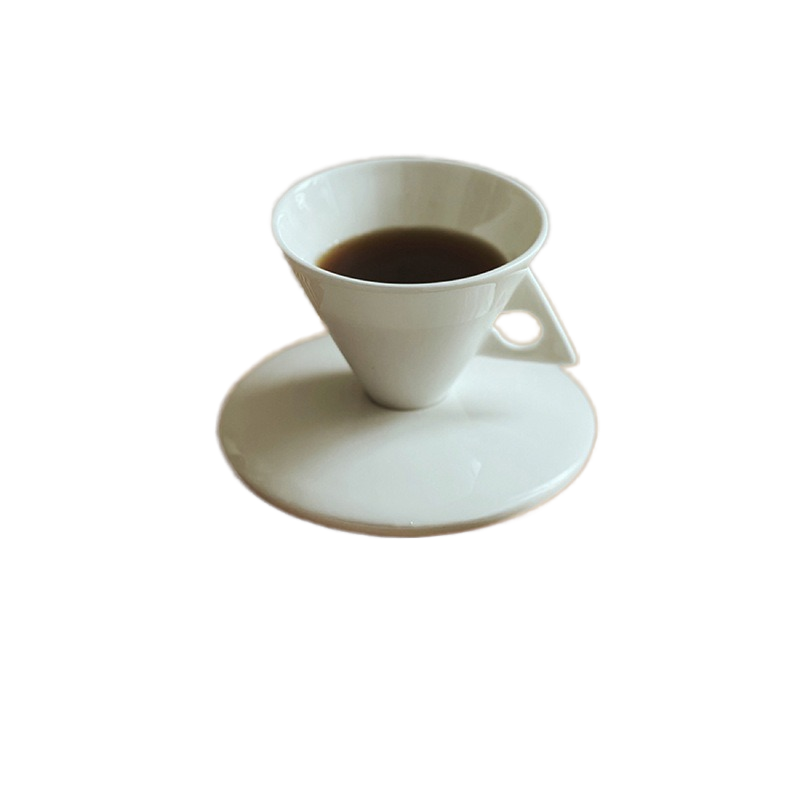 Premium 60ml Nordic Triangular Bone China Espresso Cup & Saucer Set