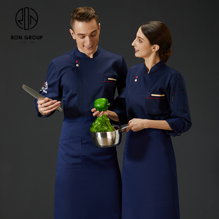 Factory Price Customized Pattern Long Sleeves Unisex Breathable Oil-proof Polyester Kitchen Bar Overall Clothing Uniform