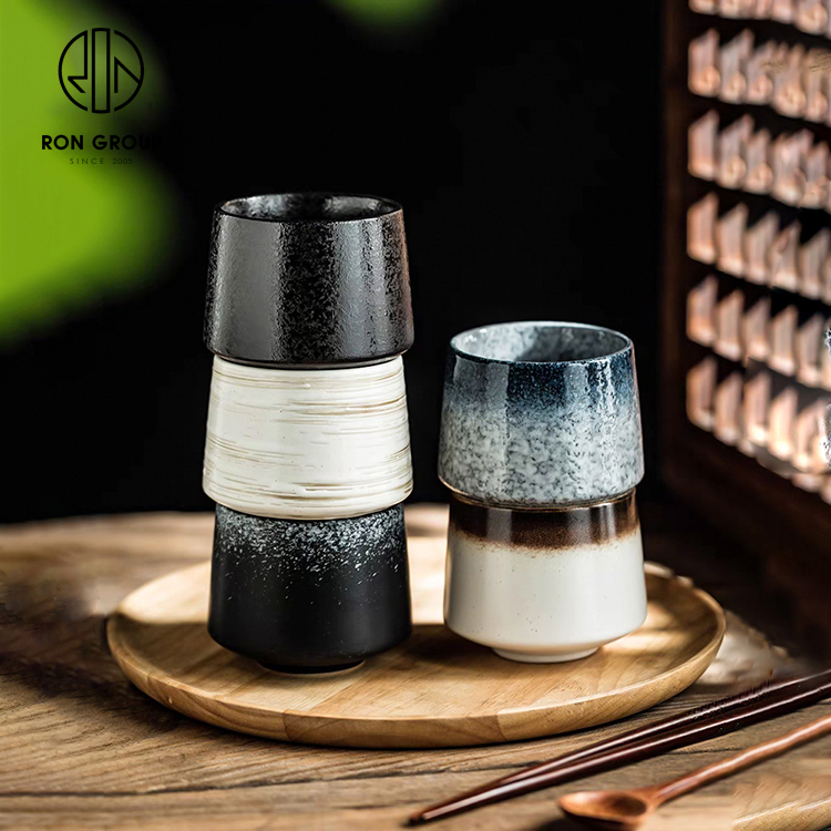 Vintage 200ml Ceramic Matcha Latte Cup - Handleless Gradient Glaze Teacup & Coffee Mug