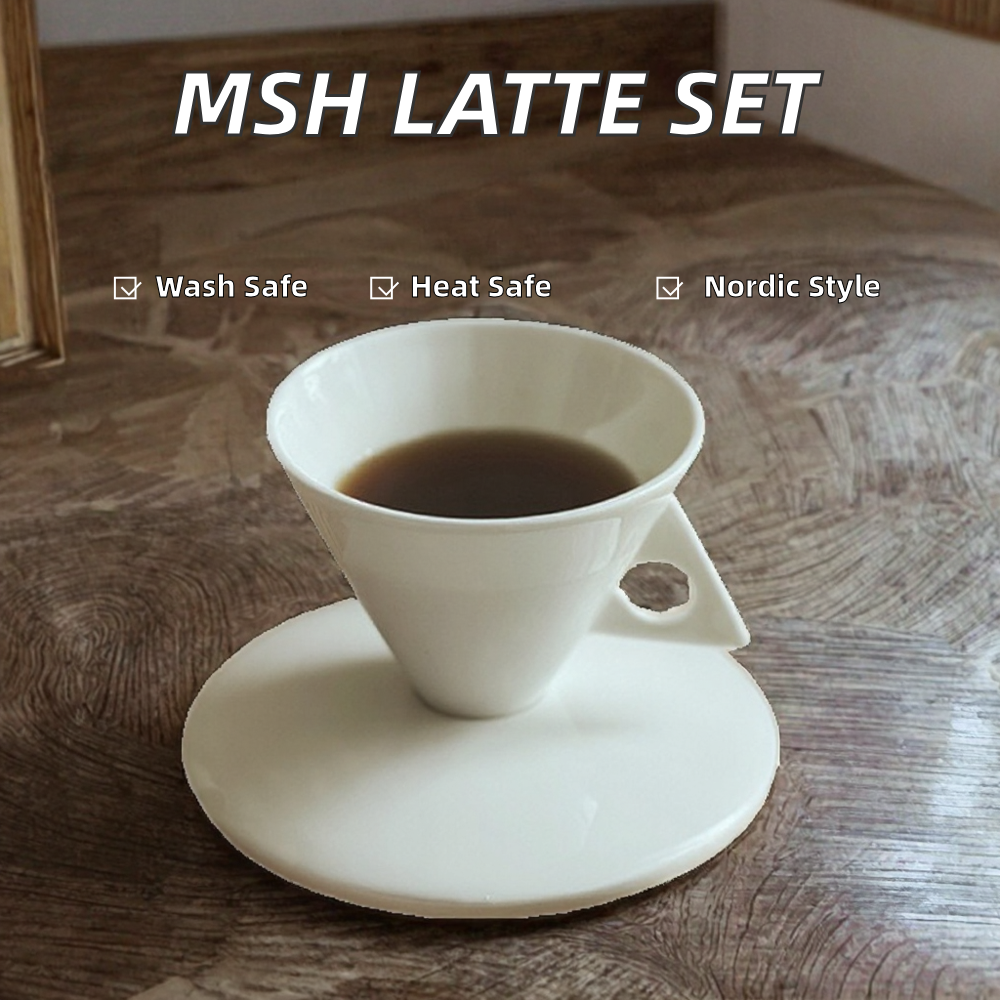 Premium 60ml Nordic Triangular Bone China Espresso Cup & Saucer Set