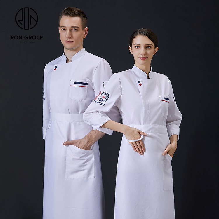 Factory Price Customized Pattern Long Sleeves Unisex Breathable Oil-proof Polyester Kitchen Bar Overall Clothing Uniform