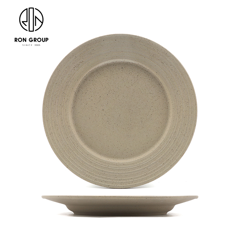 Nordic Speckled Ceramic Round Beefsteak Plate for Professional Restaurant Service
