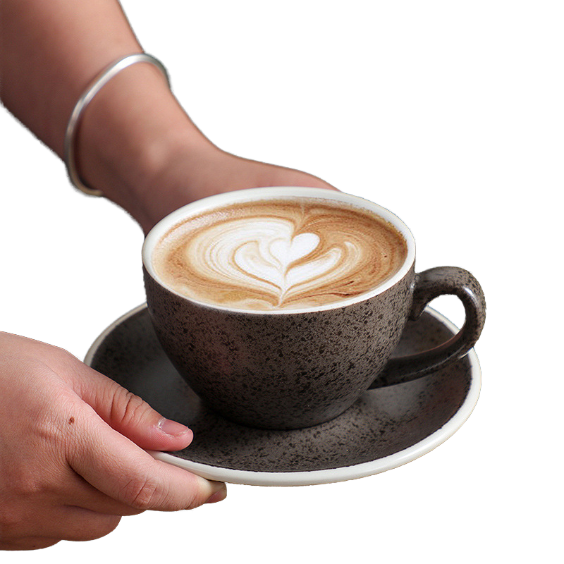 Modern Eco-Friendly Speckled Ceramic Coffee Cup and Saucer Set