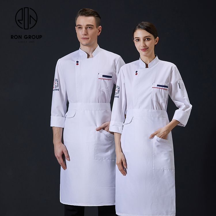 Factory Price Customized Pattern Long Sleeves Unisex Breathable Oil-proof Polyester Kitchen Bar Overall Clothing Uniform