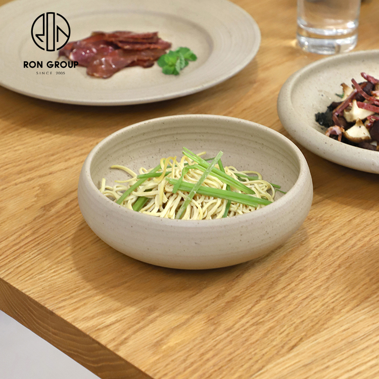 Minimalist Speckled Melamine Soup Bowl & Side Plate for Commercial Catering