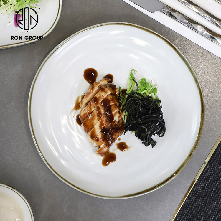 Minimalist Round White Melamine Salad Dinner Plate