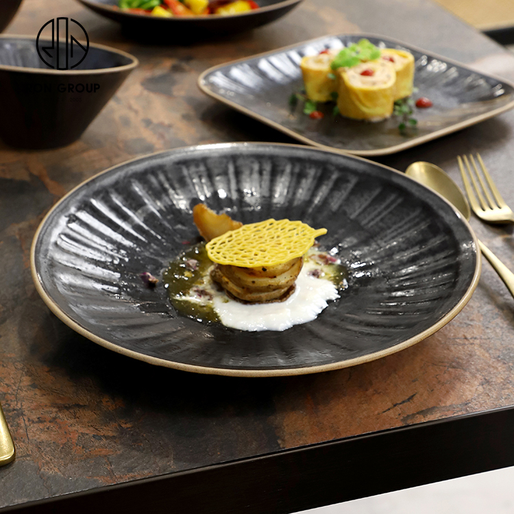 Textured 10 Inch Ceramic Dinner Plate