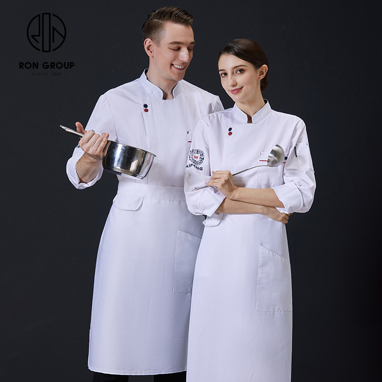 Factory Price Customized Pattern Long Sleeves Unisex Breathable Oil-proof Polyester Kitchen Bar Overall Clothing Uniform