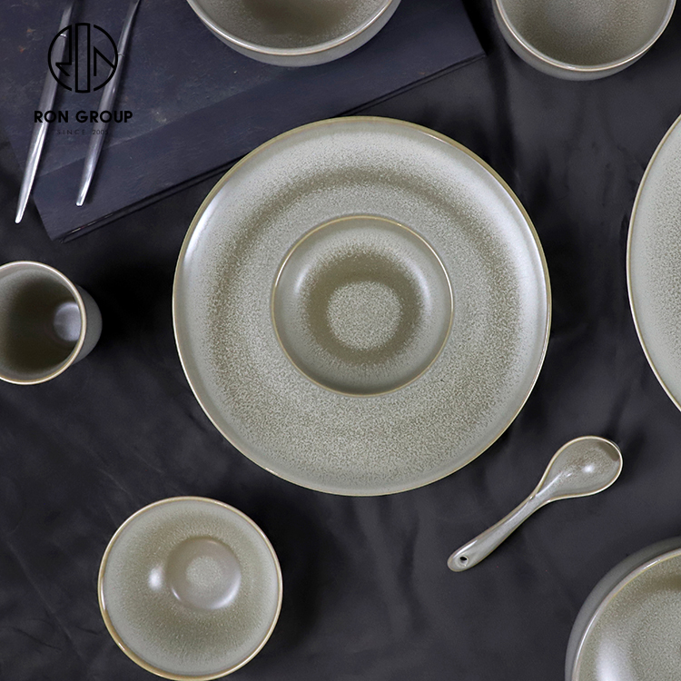 Hot Selling Eco-Friendly Minimalist Matte Sage Melamine Dinner Plate for Fast Food and Casual Dining