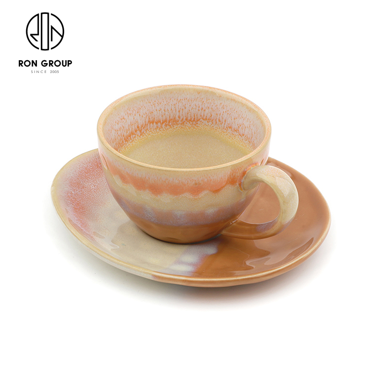 Modern Eco-Friendly Speckled Ceramic Coffee Cup and Saucer Set