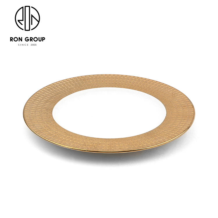 Luxury Golden Embossed Porcelain Dinner Plate for Upscale Events and Banquets