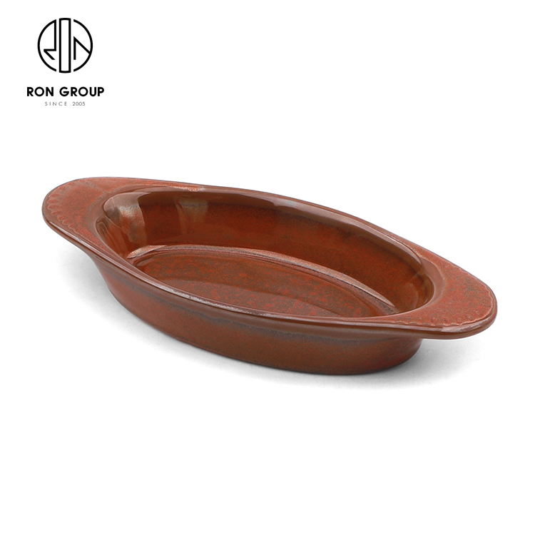 Rust Red Reactive Glaze Ceramic Dinnerware Set for Restaurants and Hotels