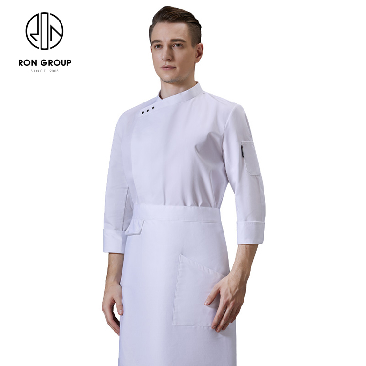 Custom Logo Print Breathable Long Sleeve Chef Coat Restaurant Kitchen Backery Barista Chef Jacket Cooking Clothes Uniform