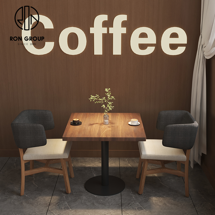 Curved Backrest Fabric Dining Chair with Solid Wood Frame for Cafés and Restaurants