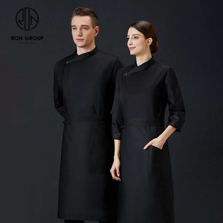 Custom Logo Print Breathable Long Sleeve Chef Coat Restaurant Kitchen Backery Barista Chef Jacket Cooking Clothes Uniform