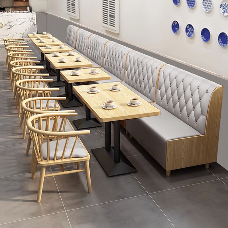 Commercial Cafe Booth Seating Set Wood Tables Chairs And Sofa Benches For Restaurants