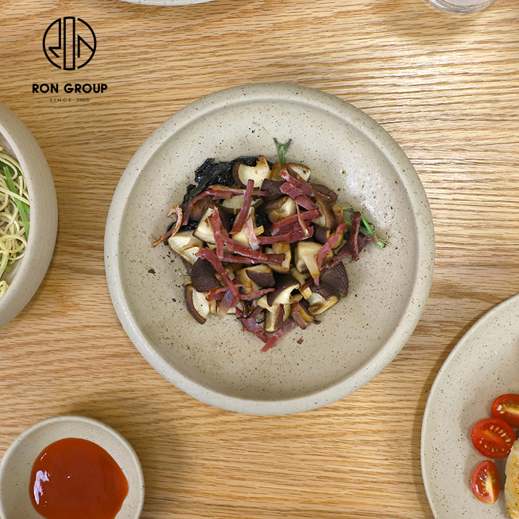 Japanese Style Speckled Ceramic Round Dinner Plate for Fine Dining and Hotels