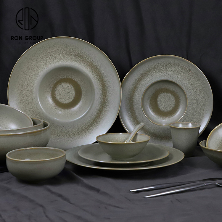 Hot Selling Eco-Friendly Minimalist Matte Sage Melamine Dinner Plate for Fast Food and Casual Dining